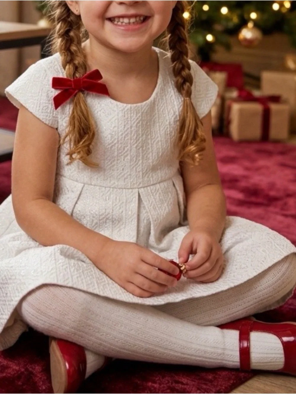 Stunning Ruby & Bloom Ivory Textured Pleated Formal Kids Dress Size 2